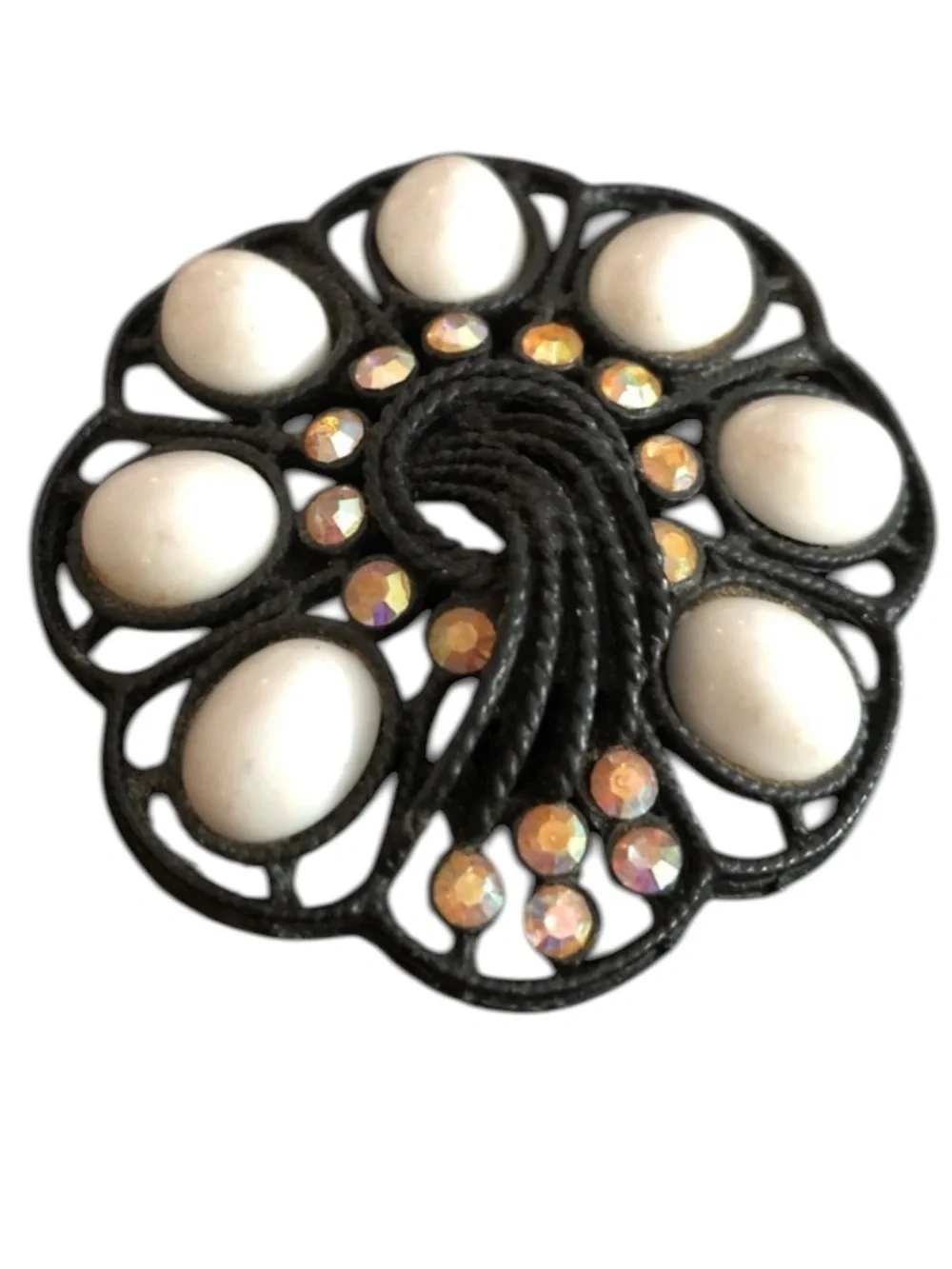 Vintage Black & White Brooch Pin